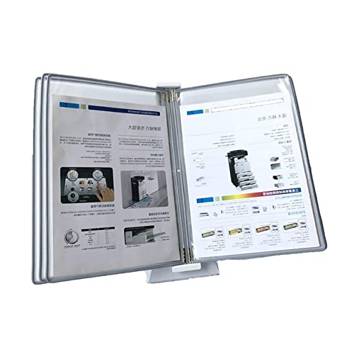 NIKAIDD Catalog Display Rack, Desktop Reference System Small, 5 Panels, Holds 10 Sheets of A4 Paper, Factory Workshop Wall Hanging Operation Guidance,Folders (Grey)