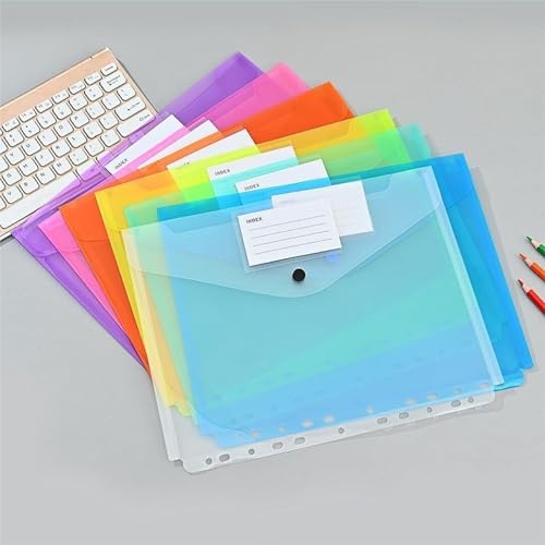 WHL Alexanders Folders Binder Pocket - 12件 Envelopes Binder Folders 11 Holes for 2/3/4 Ring, Binder Folders with Snap Button and Label, Letter Size File Folder(Horizontal)
