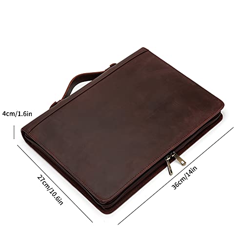 YIWEN Leather Portfolio 3 Ring Binder with Handle for 8.5 x 11 Notepad