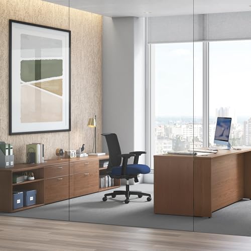 HON MOD Computer Desk, Office Desk with 5 Drawers, Walnut