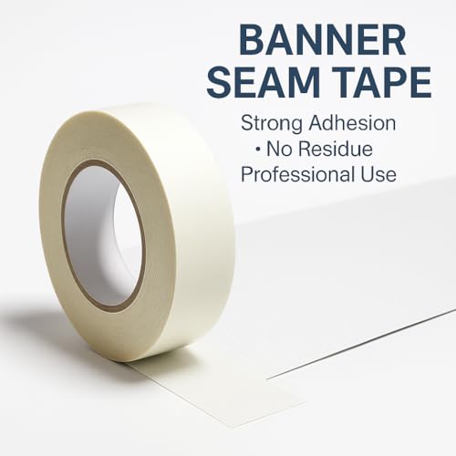 ANXH Rackplus Heavy Duty Double Sided Banner Tape 1" x 90 feet Clear Adhesive for Vinyl Poster Mounting, Weatherproof & Permanent, Ideal for Outdoor/Indoor Signage, Hemming, Crafts, Events (24)