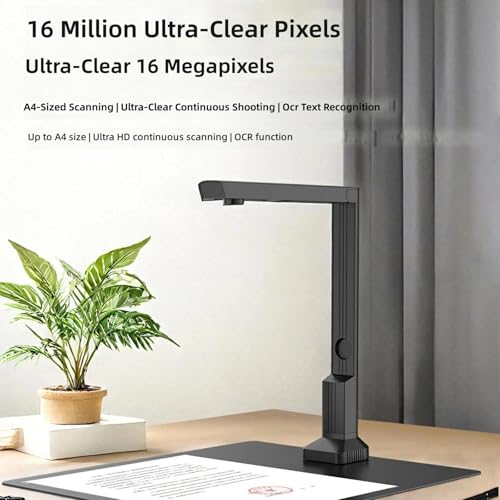JINPIAOPIAO Portable 16MP Document Scanner with OCR for Paper Fast Scanning and Foldable Design USB Plugs Play