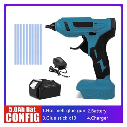 LIBODD Hot Glue Gun Handmade Wireless Hot Melt Glue Gun Rechargeable Hot Melt Glue Gun Electric Glue Gun Household Hot Melt Stick Adhesive for DIY Arts, Crafts and Quick Repairs(1x5.0Ah Battery)