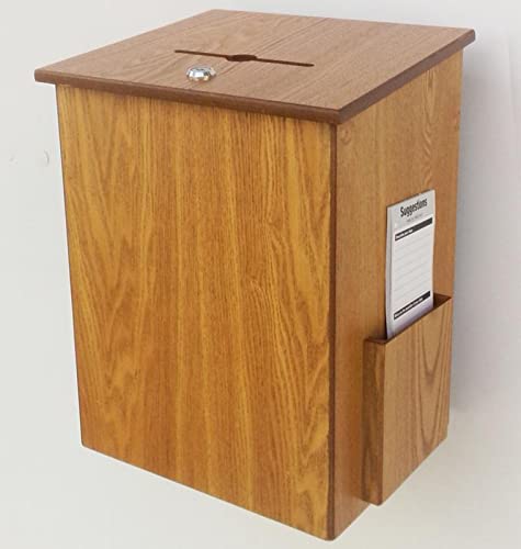 ZEELYDE Donation/Charity/Suggestion Box,Dedication Prayer Box Large Charity/Collections/Suggestion Box with Locking Lid, Charity Donation Box Wall Mounted Offering Box with Side Pockets