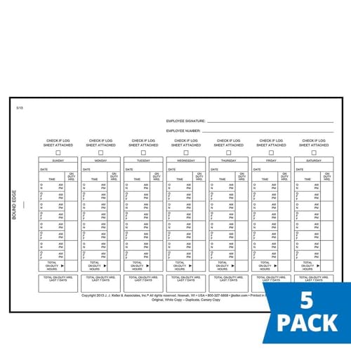 J. J. Keller Driver Exemption Log Book, 8.5" x 5.5", 5 Pack