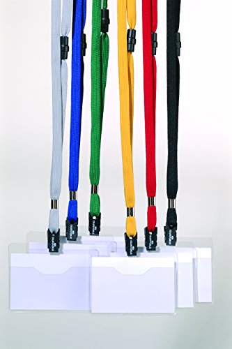 Durable Name Badge with Textile Neck Strap - Black (Pack of 10)
