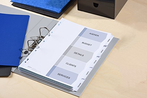 Avery 01810061 A4 IndexMaker Punched Card Dividers with Printable Tabs, 5 Part Dividers - White