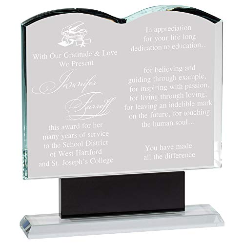 SHOP AWARDS AND GIFTS Customizable 7-1/4" x 8" Optical Crystal Open Book, Includes Personalization