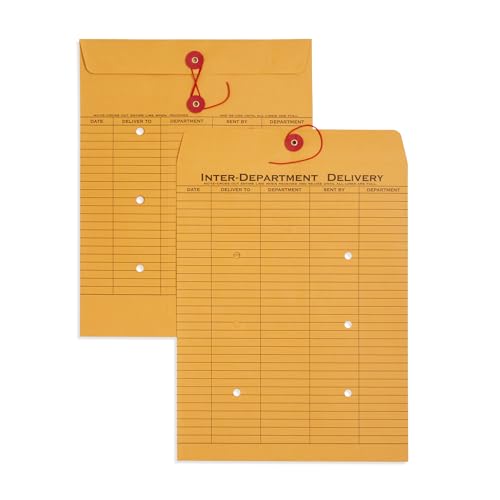 Blue Summit Supplies 10 Interdepartment Envelopes with String Tie 10 x 13 Inches, Brown Kraft Interoffice Envelopes with string 10x13 – Reuseable, 10 Count