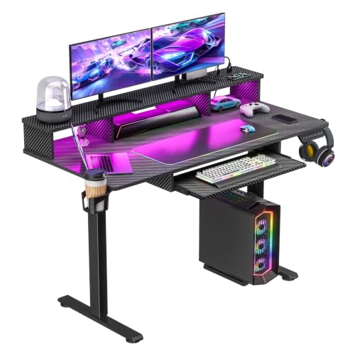 Electric Gaming Desk with Keyboard Tray,Monitor Stand,USB Charging Port