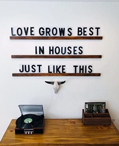 Elm Ave Collective Customizable Letter Ledge | 5 Color Options & Sizes | Choose From 132 OR 264 Letters/Numbers | Make Different Quotes, Natural (unstained), Walnut, Dark Walnut, Classic Gray, Ebony
