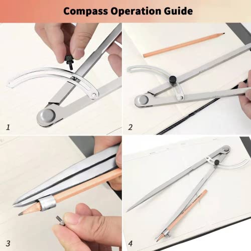 Compass for Geometry, 20 inch Compass for Woodworking, Precision Woodworking Compass with Wing Divider and Pencil Holder, Large Compass for Geometry, Drafting, Drawing Compass (20inch)