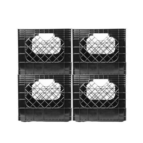 JEZERO 20 Quart 4-Pack Heavy Duty Plastic Crate | Stackable Multi-Purpose Storage Bin for Garage, Home, Office, Groceries, Outdoor, Camping & Kayaking | Black Utility Tote, 17" x 13" x 11"