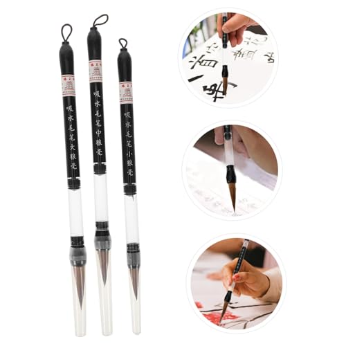 Chinese caligraphy brush, 3pcs Lang Hair Brush Regular Script Brushes Kanji Art Brushes Japanese Sumi-e Drawing Brush Student Calligraphy Pens Calligraphy Writing Brush Chinese Ink Brush Ink Brush Pen