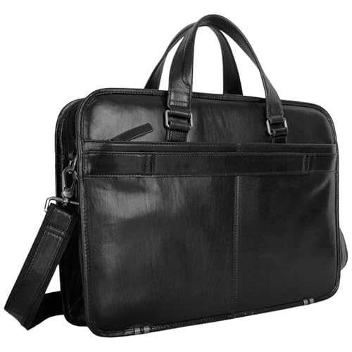 Mancini Pelle D’oro Triple Compartment 15.6” Laptop/Tablet Briefcase, Black