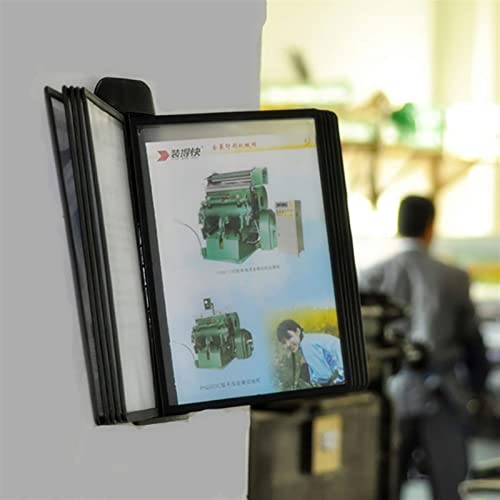 JDXQBLD Wall Mount Reference Display System - Wall Mount Catalog Display Rack, 10 Matching A4 Pockets, Document Presentation Consultation Support, Desktop Flip Display Folder