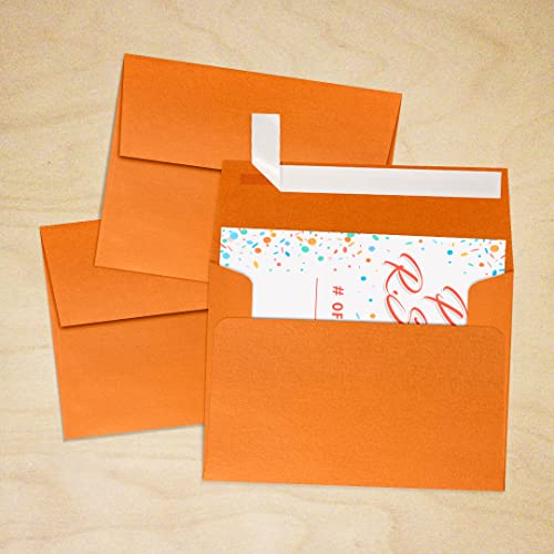 LUXPaper A2 Invitation Envelopes | Peel & Press | 4 3/8" x 5 3/4" | Flame Orange Metallic | 80lb. Text | 1,000 Qty