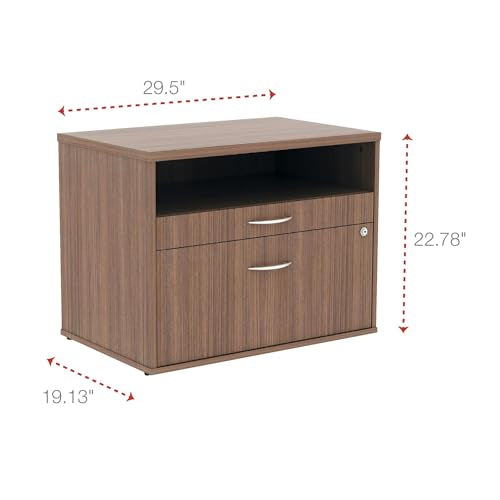 Alera Alera Open Office Desk Series Low File Cabinet Credenza, 2-Drawer: Pencil/File, Legal/Letter, 1 Shelf,Walnut,29.5x19.13x22.88