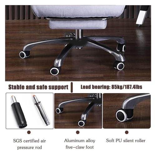 Chair Swivel Chair Executive Chair Footrest Ergonomics Science Division Managerial Chairs, Breathable Cotton Linen Tilt Adjustment Task Chair, Bearing 85Kg/187.4Lbs