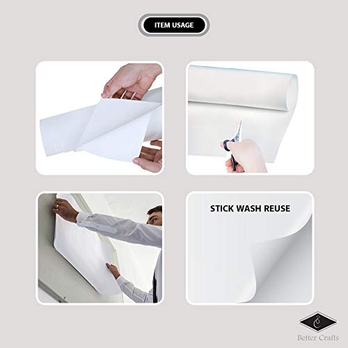 White Dry Erase Film Removable Cling Adhesive. Great for, Walls, Doors, Tables, Cabinets, and More! Bonus Included! (24" x 25')