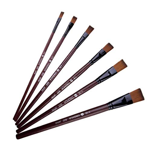 HBJWOV 6 Pcs Art Supplies Painting Easy to Clean Wooden Handle Watercolor Paint Brush Pen Nylon Hair Learning Oil Acrylic