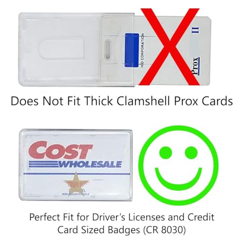 Bulk 50 Pack - Slim Heavy Duty Badge Holders - Hard Plastic Frosted Polycarbonate (Holds 1 Card) Rigid Top Load Single Card Case - Vertical Easy Access Thumb Slide & ID Protection by Specialist ID