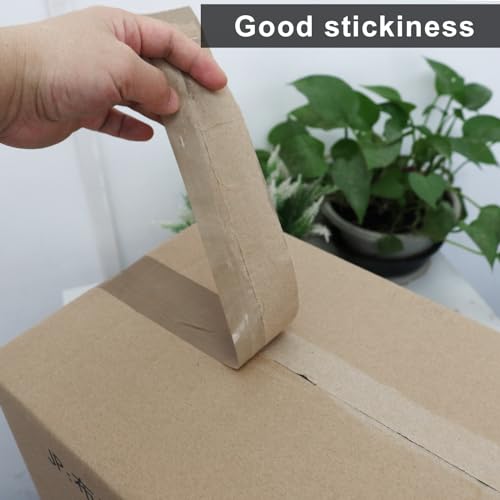 BOMEI PACK 72Rolls Brown Packing Tape with Dispenser, Bulk Box Packing Tape Rolls for Packaging, Shipping and Moving, 2.4Mil 1.88 Inch x 60 Yard