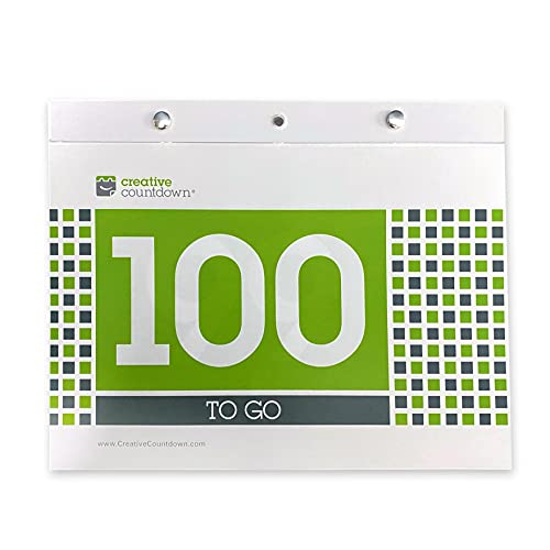 100 day Event, Goal and Occasion Count Down 8.5"x11.5" Green Square Tear Off Countdown Calendar Large Wall Unit - perfect for Office, event, corporate and door gifts