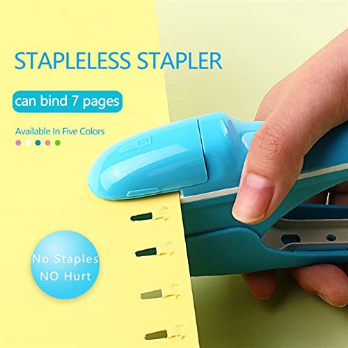 MENGKK Office Tape Dispensers Safe Binding Stapler Stapleless Stapler Stapling Machine Binding Stationery Supplies Bind 7sheets Paper(Purple)
