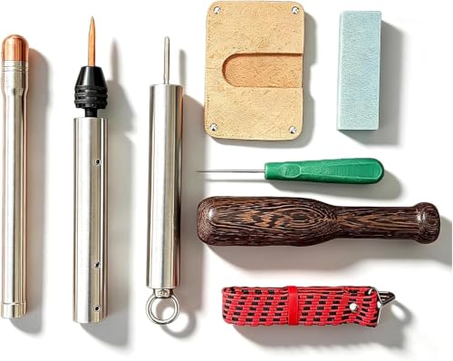 Flint Knapping Tool Kit, 7-piece Stone Shaping Set With 7075 Aluminum Handle, T2 Copper Bopper, Quick Clamp Flaker And Split Hammer For Obsidian Flint Chert