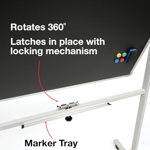 Excello Global Products 48" x 32" Reversible Chalkboard on Wheels (White Frame)