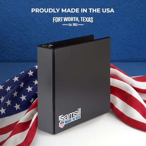 Samsill Durable 3 inch 3 Ring Binder, D Ring Binder, 100% Recycled Chipboard, Black, 12 Pack