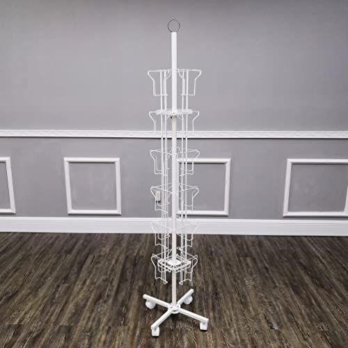 FixtureDisplays® 24-Pocket 5.5" Wide Pocket (Fits 5x7") Vertical Greeting Card Display Spinning Greeting Holiday Card Rack Floor Stand Pocket Size: 5.8"Wide X 8"High, 24 Pockets. 11703-Wht