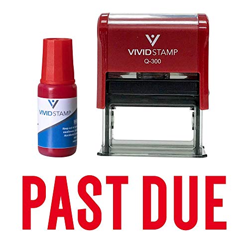 Classic Past Due Self Inking Rubber Stamp Combo with Refill (Red Ink) - Large (10 Pack)