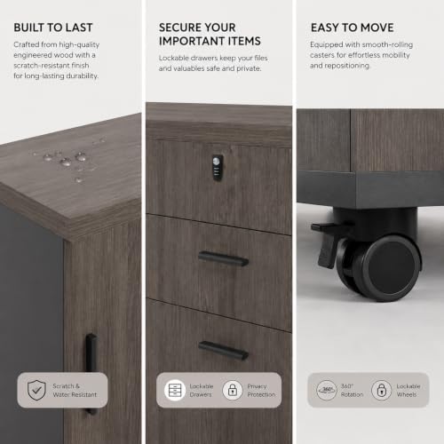 Lateral File Cabinet With Storage, Mobile Office Cabinet For Home Office