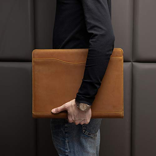 YIWEN Personalized Leather 3 Ring Binder Portfolio for 8.5 x 11” Notepad