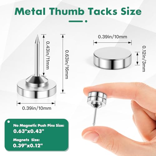 GOOLADA 80 Sets Magnet Push Pins, Magnetic Push Pins Backs, Push Pin Maps, Chinches para Pared, Decorative Stick Pins, Magnetic Thumb Tacks for Wall, Hang Board, Cork Board Accessories