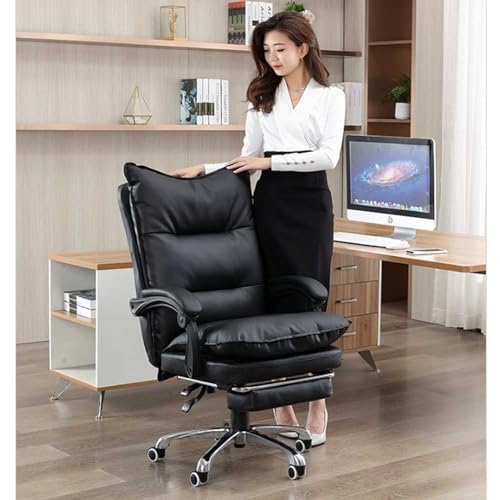 Ergonomic Office Chair Back Support Executive Office Chair Retro PU Leather Office Chair with Rubber Wheels Computer Office Desk Chair Ergonomic Three-Section High Back Support Office Chair for Home W