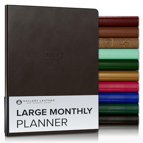 Gallery Leather Large Monthly Planner 2026-2027 Monhegan Cocoa