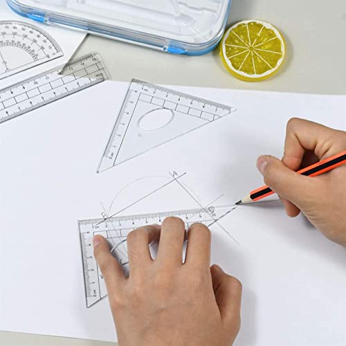 DUHTFCY Compass Set Geometry and Math Tools 10-Piece Compass Kit Pencil Eraser Square Triangle Ruler Pencil Storage Box Suitable for School Home Desktop Compasses Sets