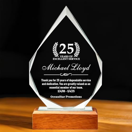 Personalized 9" Glass Award Trophy with Engraving and Color Fill