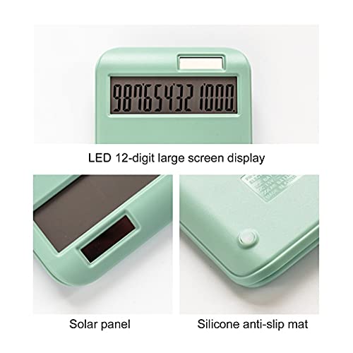 NSUQOA Digit Portable Desk Calculator Business Accounting Tool Built-in 210mAh Battery Solar School Meeting Office Supply(E)