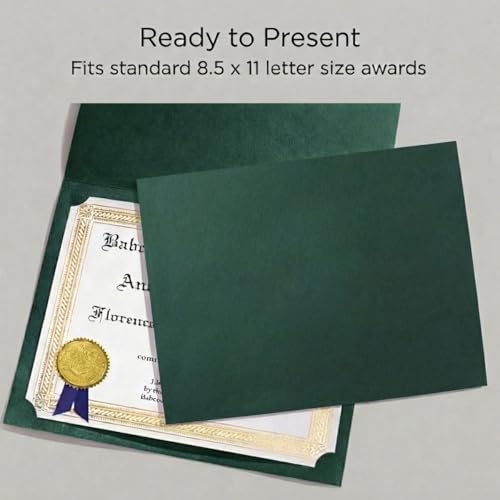 PaperDirect Green Certificate Jackets, 80lb Cardstock, 9.5" x 12" Presentation Holders, Solid Green Document Covers, Graduation, School Recognition, Staff & Volunteer Certificates, Box of 50