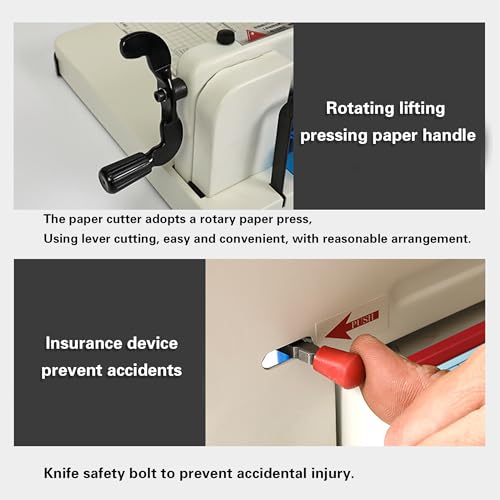 12 Inch Heavy Duty Guillotine Paper Cutter - 400 Sheet Capacity, Precision Blade & Positioning Ruler for A4 Paper/Leather/Fabric, Ideal for Offices & Print Shops White