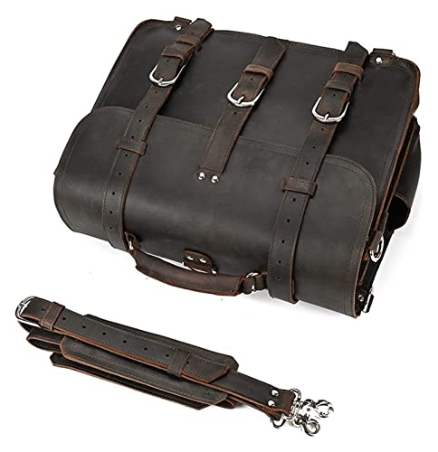 TaoshuNLy Crazy Horse Leather Messenger Shoulder Bag 13inch Laptop Briefcase Computer Handbag Bussiness Crossbody Bag(Dark Brown)