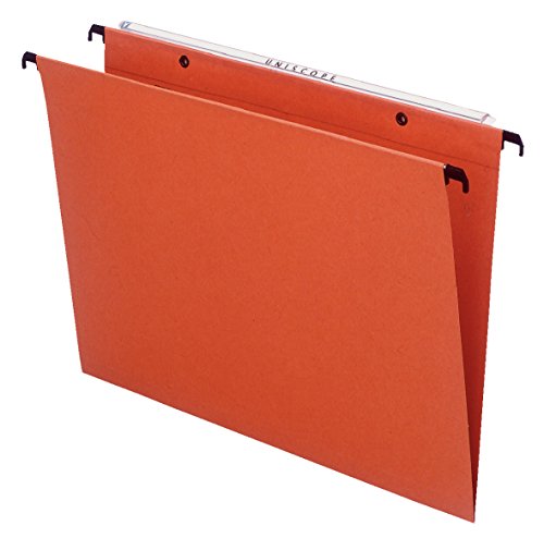 Esselte 10402 Orgarex Foolscap Suspension File Kraft V-Base 15 mm Capacity - Orange, Pack of 50