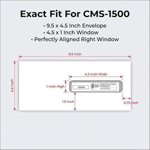 ComplyRight CMS-1500 Claim Forms and Self-Seal Envelopes Set, Laser, 4-1/2" x 9-1/2", Pack of 1,000, Office Work Supplies for Physicians, Practitioners, Specialty Providers, Medical Billing Companies