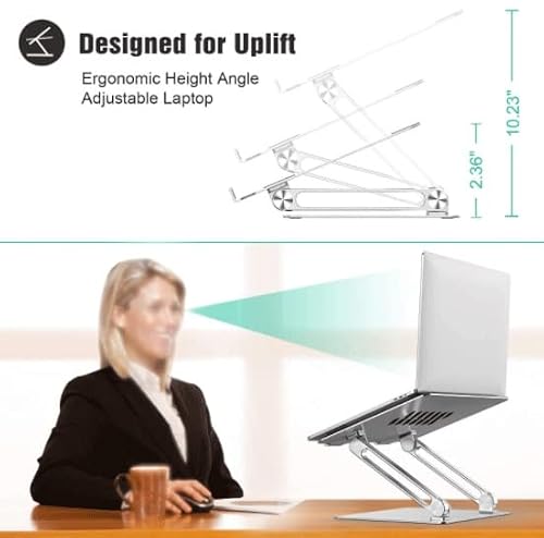 Feilx Laptop Stand, Adjustable Laptop Stand, Ergonomic Laptop Riser Holde, Foldable Aluminum Alloy Computer Stand with 10 to 15.6 Inches Notebook Computer (Color : Black)