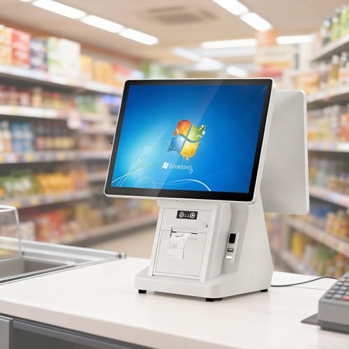 QuinteZhenTially 15.6-Inch Multi-Touch Main Display,Dual Screen All-in-One Pos Cashier Register,8gb Ram,256gb Ssd,Cash Registers for Commercial & Retail,Restaurants,Cafes,Other Venues 58mmprinter