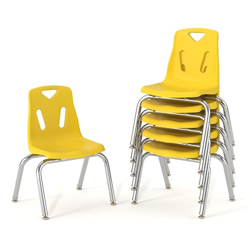 Berries Jonti-Craft 8146JC6007 Stacking Chairs with Chrome-Plated Legs, 16" Height, Yellow, Pack of 6